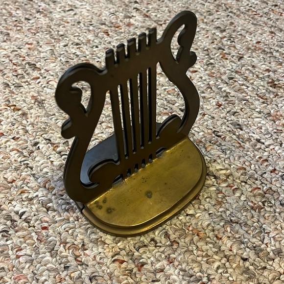 Other - Vintage Brass Harp Music Note Bookends
